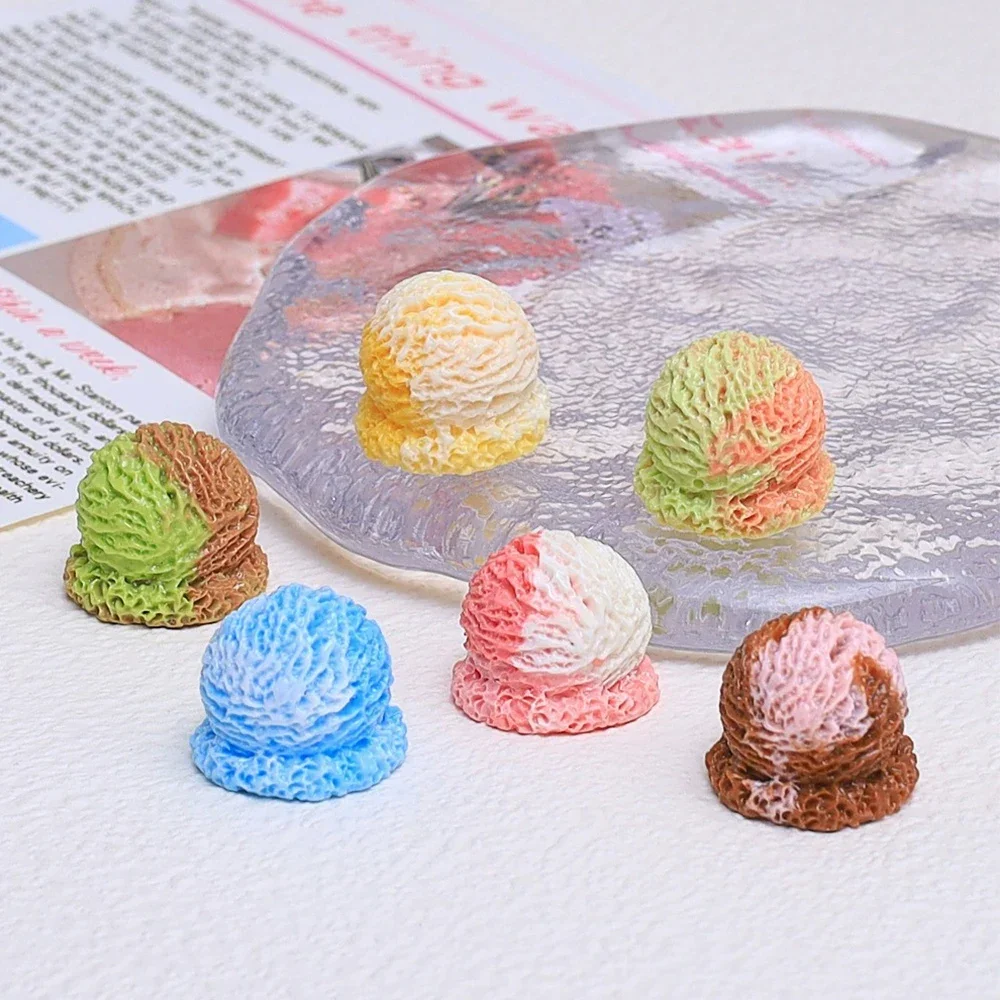 10PCS Ice Cream Ball Series Miniature Flat Back Resin Cabochons For Hairpin Scrapbooking DIY Home Decor Craft Accessories - view 6