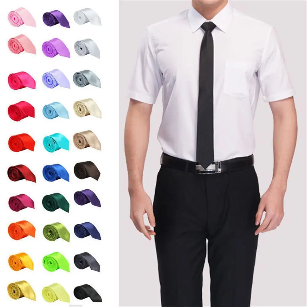 

Fashion Neck Plain Solid Silk Tie Necktie wedding