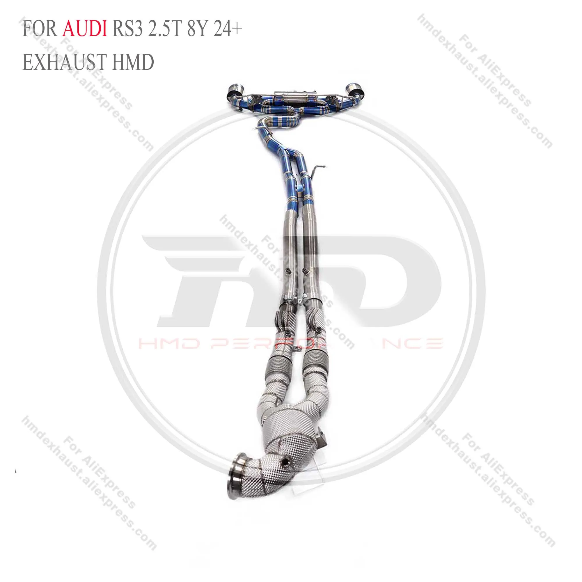 HMD Downpipe Resonant tube Catback for AUDI RS3 2.5T 8Y 24+ Titanium Exhaust System Performance Full sets Muffler With Valve