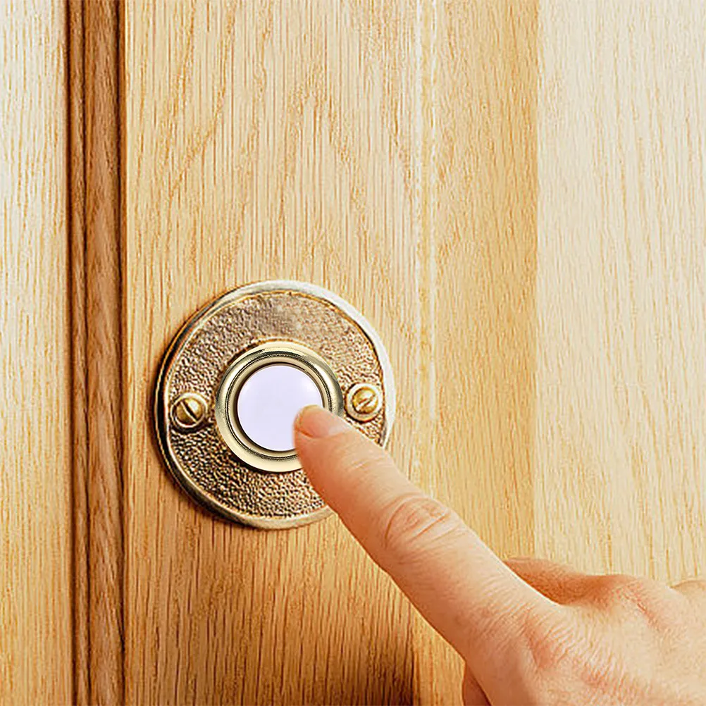 2Pcs Round Illuminated Doorbell Button Metal Alloy Construction Easy Install Wired Lighted Push Button for Door Chime Use