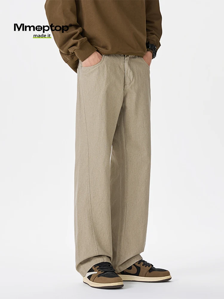 

MMOPTOP Casual Loose Wide Leg Pants American Sle Couple's Loose Fit Straight Leg Trousers Comfortable Cotton Daily Wear