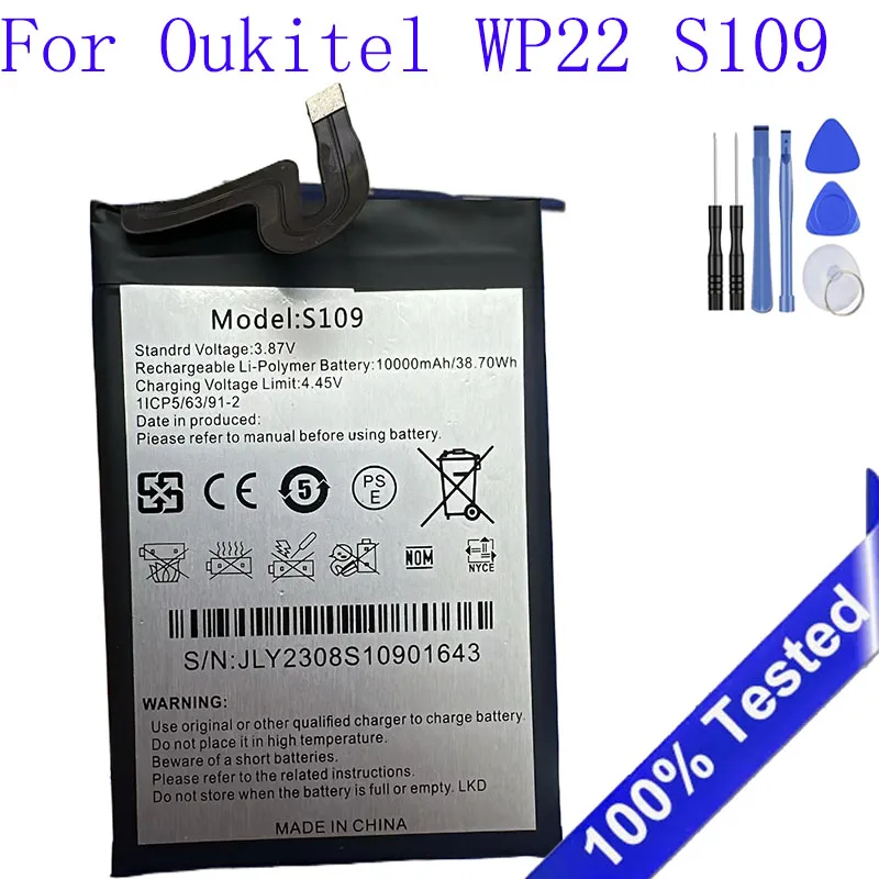 For Oukitel WP22 S109 High Performance Reliable Power Supply Mobile Phone Battery 10000mAh Batteries + Free tools
