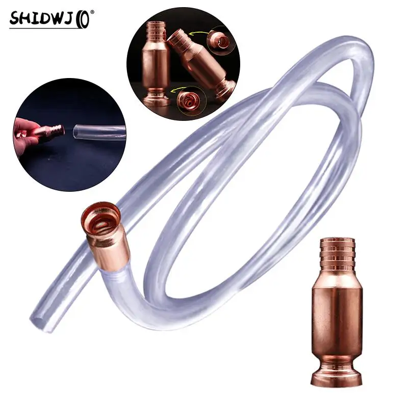 15/19mm Copper Siphon Filler Pipe Manual Pumping Oil Pipe Fittings Siphon Connector Gasoline Fuel Water Shaker Siphon Hose