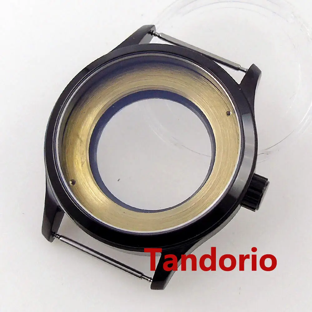 42mm Sapphire Glass Black Watch Case Fit ETA 2836 Miyota 8205 8215 821A Mingzhu DG 2813 3804 Movement