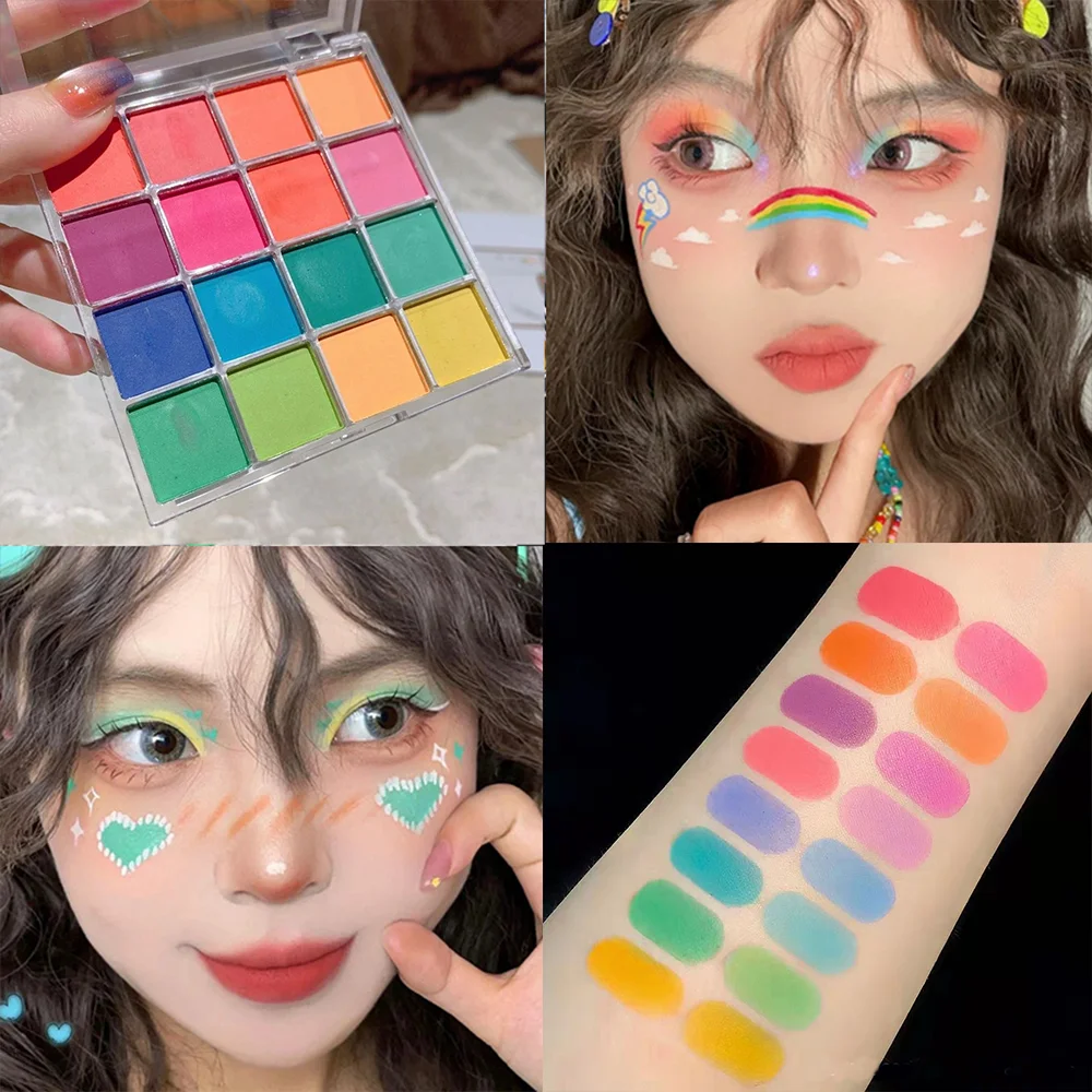 Paleta de sombra de ojos en polvo para uñas, 16 colores, pigmento degradado iridiscente, polvo para fiesta, maquillaje Y2K, polvo decorativo para uñas y cuerpo