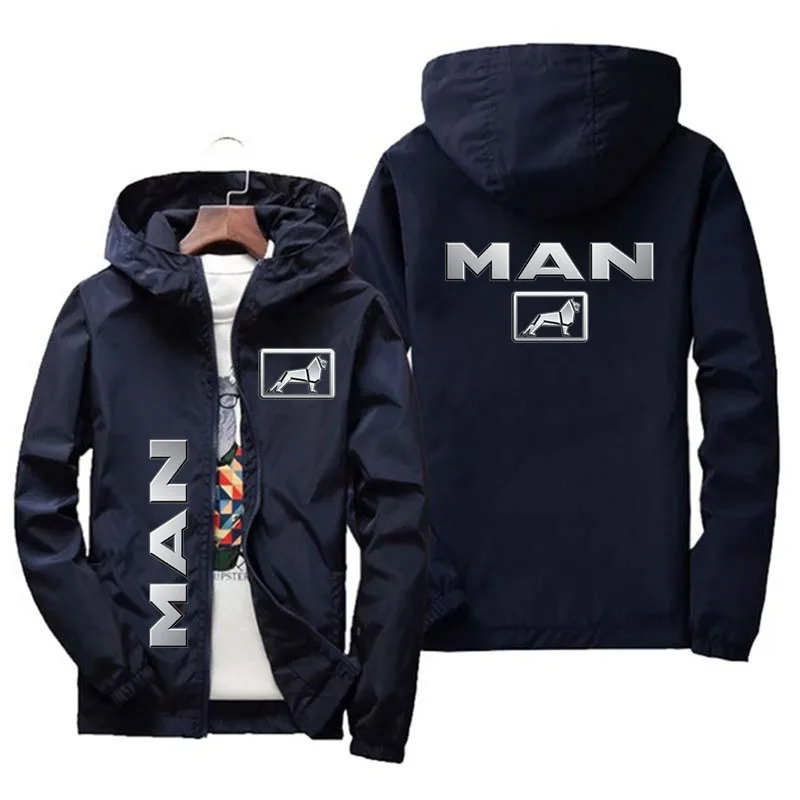 Men's hooded sweatshirt, zippered jacket, car logo print, casual jacket, spring and autumn