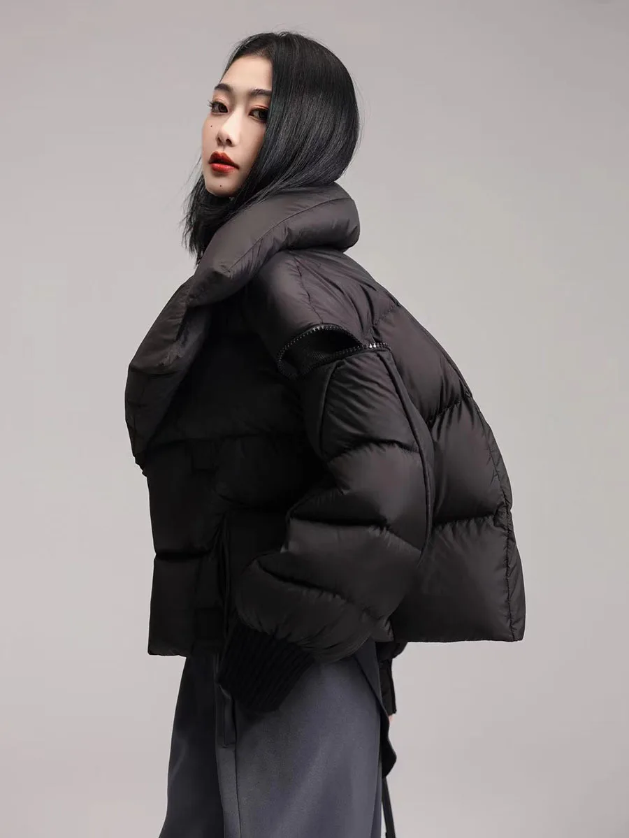 2024 Winter New Small Short Loose Fashion Big Collar Wind Bread Coat Thick Coat Down Jacket