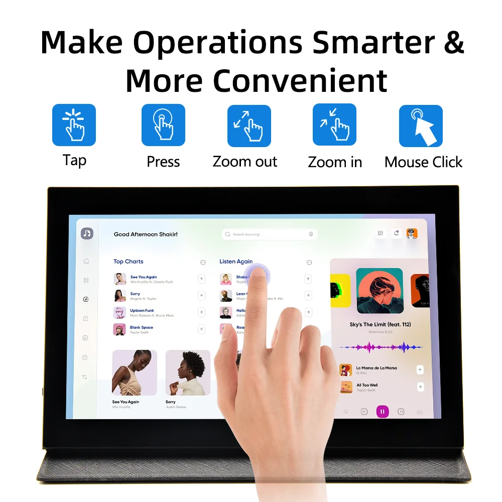 7 Zoll 1024 * 600 IPS LCD Mini HDMI Touchscreen für Raspberry Pi 5 Windows PC Display Spielkonsole mit Gehäusehalter