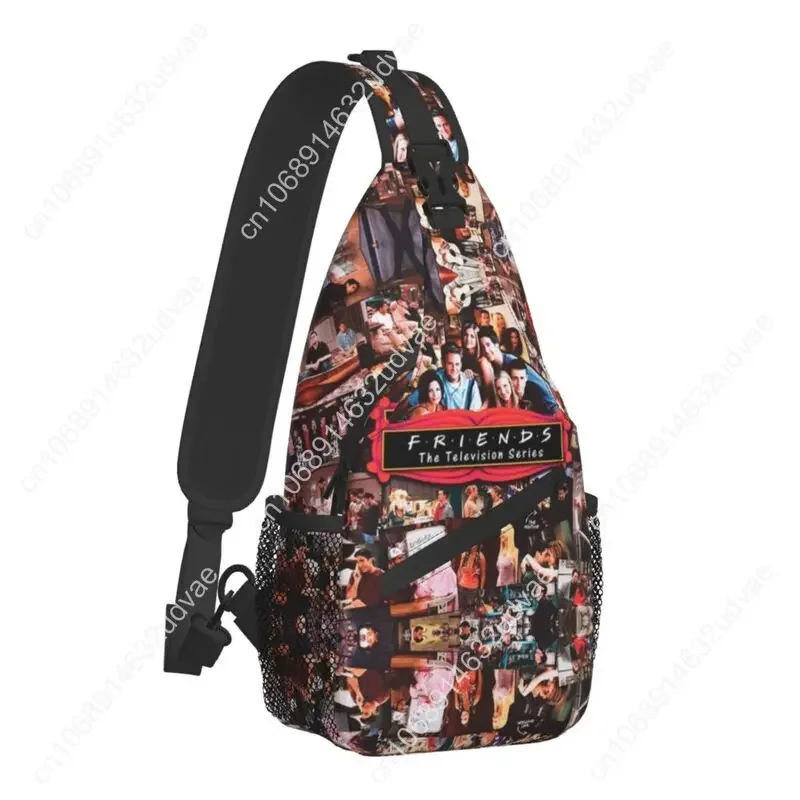 Ransel Selempang Kolase Teman Vintage Retro Tas Bahu Dada Acara TV Klasik Kustom Pria untuk Bepergian Daypack