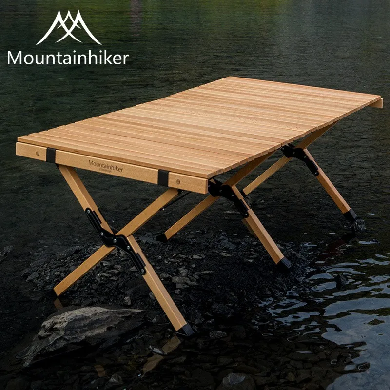 DZ Solid Wood Chicken Roll Table Kutuo Outdoor Folding Table Camping Table Beech Solid Wood Large Log Camping Chicken Roll Table