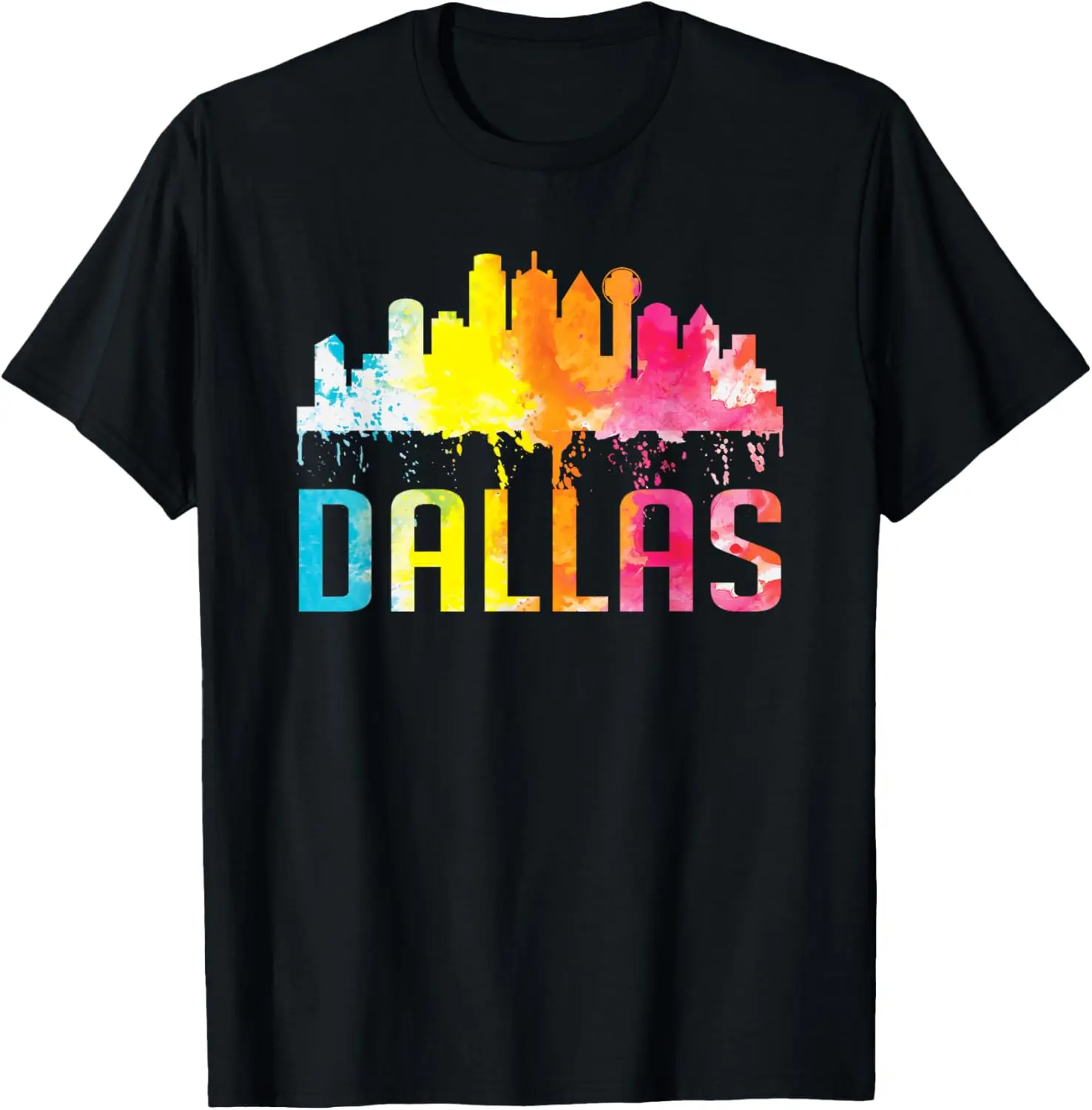 Dallas Texas Retro Watercolor Skyline Art Souvenir Gift T-Shirt