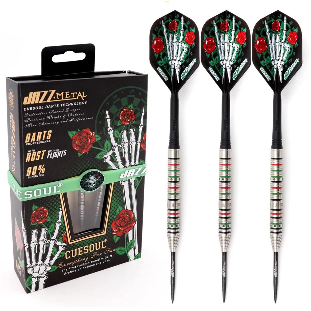 

CUESOUL JAZZ-METAL 21/23/25g Steel Tip Darts 90% Tungsten Dart Set with Integrated ROST Dart Flights and Wristband