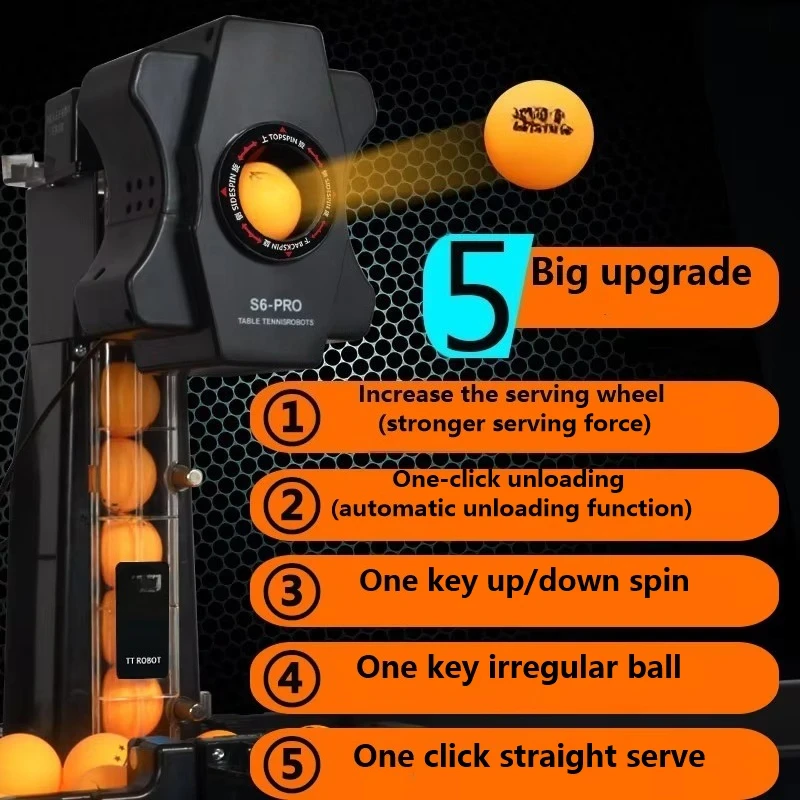 후이팡 S6 탁구 서브 머신 풀 오토매틱 프로그래머블 탁구 트레이너