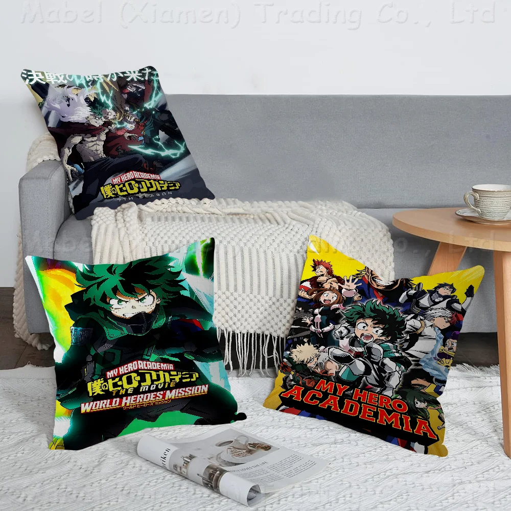 

Boku No Hero Academia Pillow Covers Cartoon Sofa Decorative Home Double-sided Printing Short Plush Cute Cushion Cover