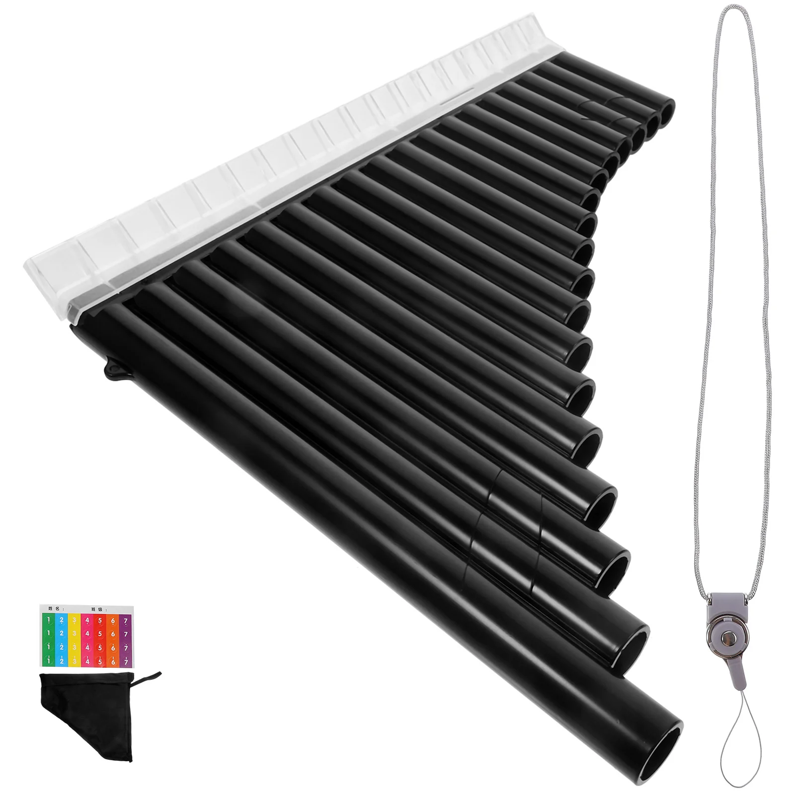 

18 Tube Pan Flute C Scale ABS Resin Clear Sound Professional Performance Teaching Gift Black Musical