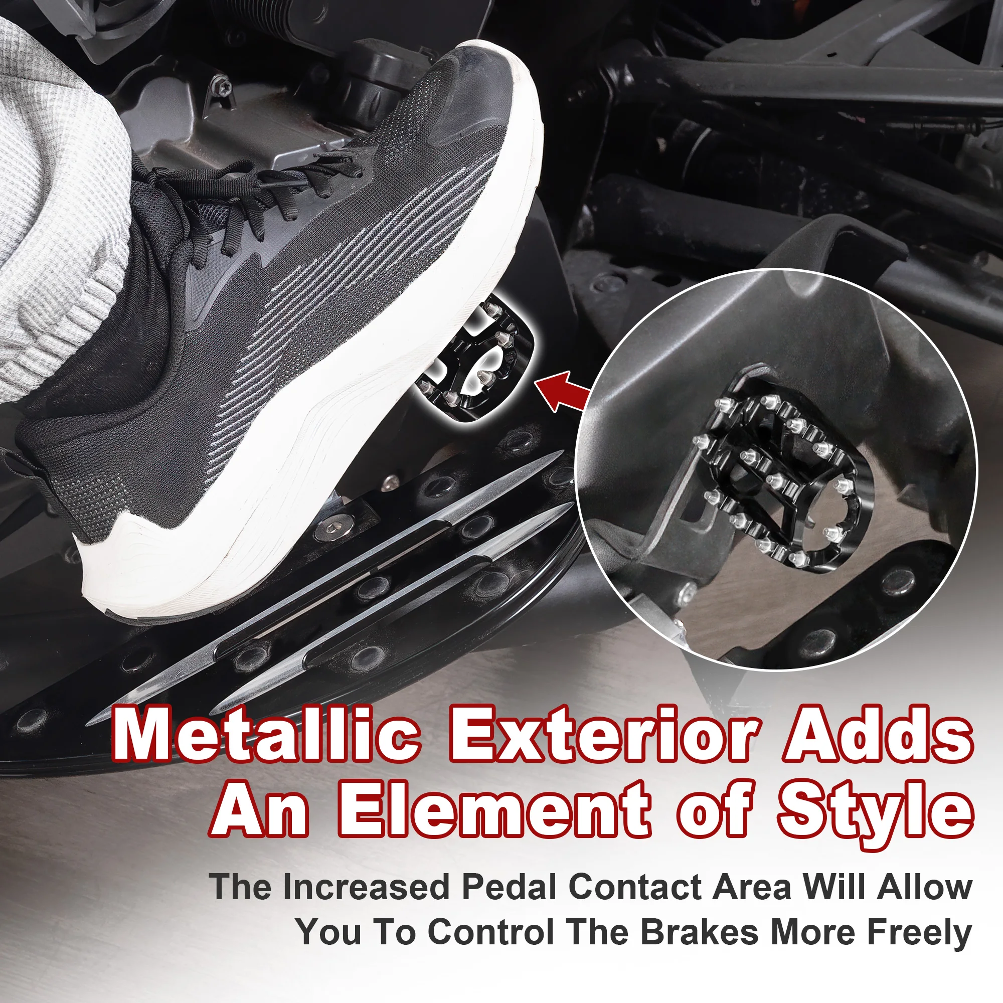 Get a Grip: Extended Brake Pedal Cover for Can-Am Spyder F3 (All Models) Forged Aluminum, Anti-Slip Surface for Wet Conditions