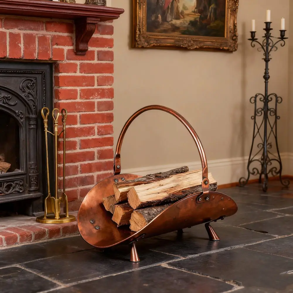 Modern Metal Log Holder Fireplace Firewood Rack Indoor Outdoor Storage Organizer Durable Wood Stand Home Heating Tool