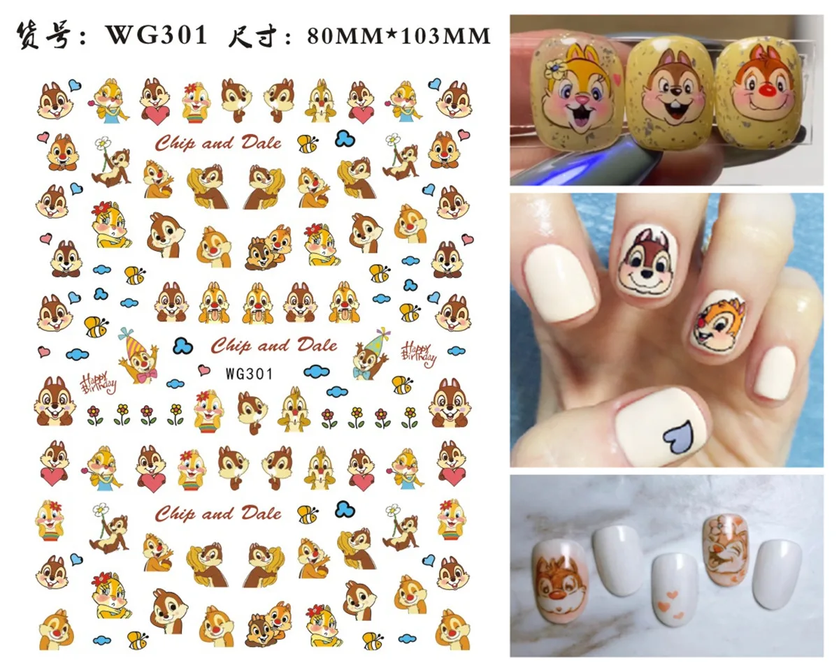 

Cartoon Characters 3D Chip 'N' Dale Nail Stickers Disney Nail Art Decals Nail Decorations DIY Mickey Anime Slider Nail Supplies