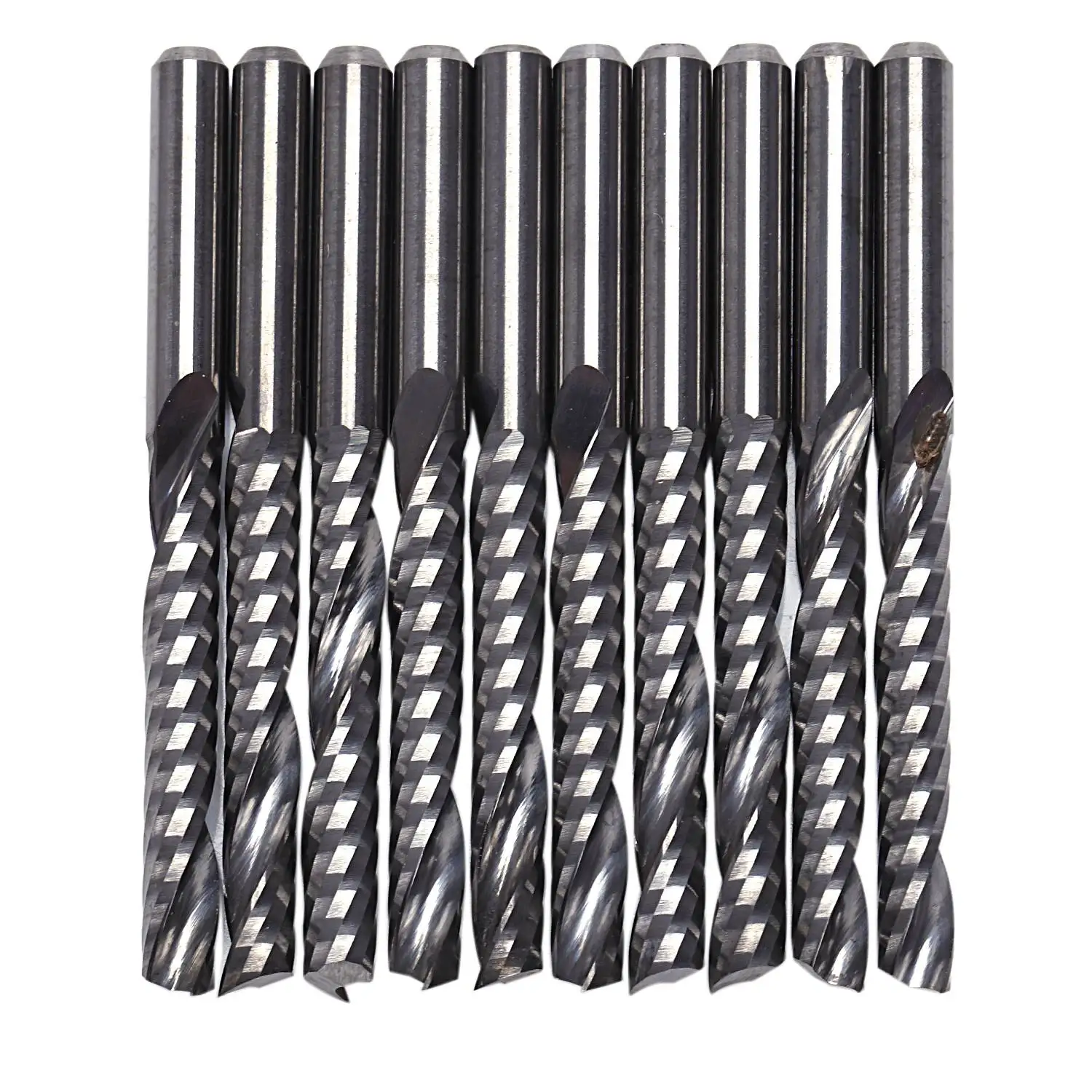 

10Pcs Cnc Router Bits 3.175 X 22Mm Single Flute Spiral Carbide Cnc Router Bits Milling Cutter