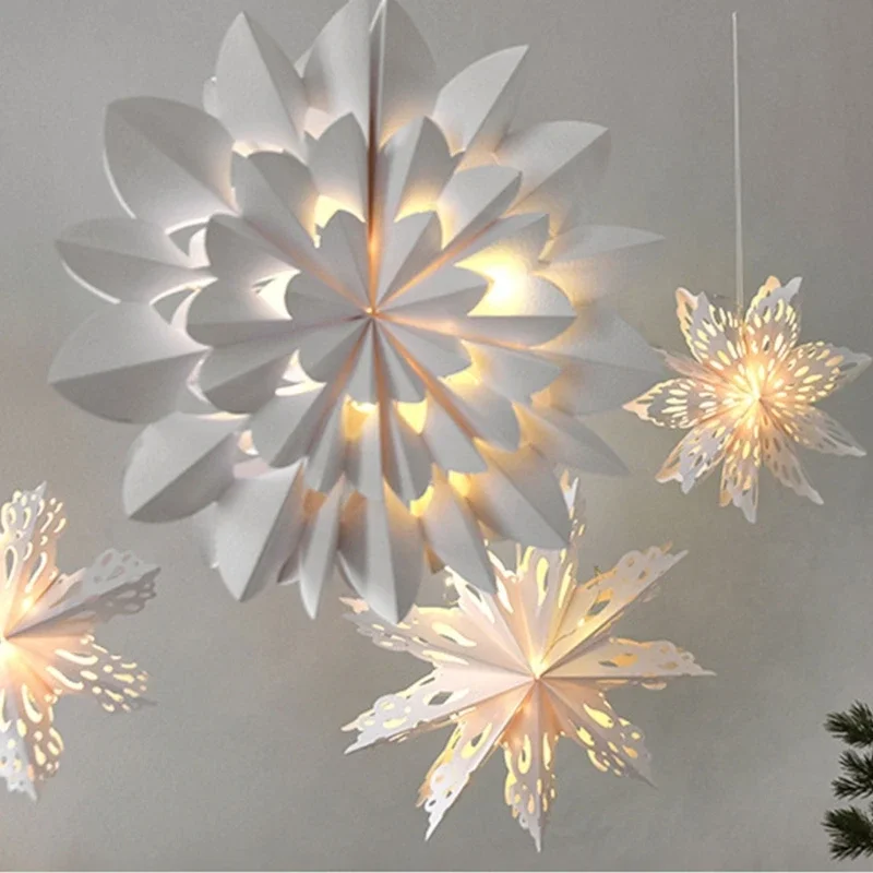 Christmas Decoration Paper Snowflake Distinctive White Paper Snowflake Lights Decoration for Holiday Window Charm