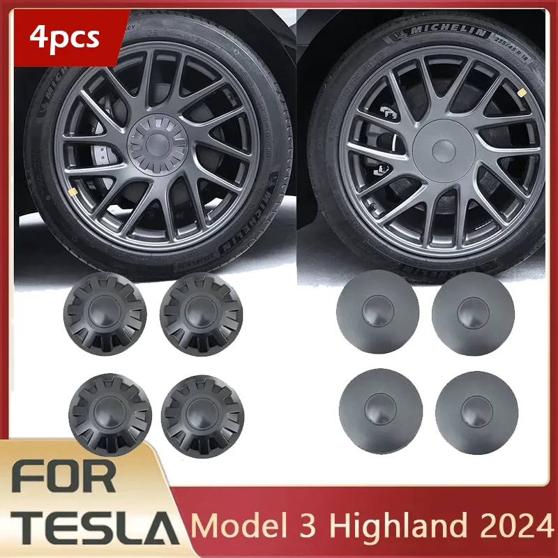 4pcs Hub Center Cover for Tesla Model 3 Highland 2024 Decorative Cover Modification Accessories