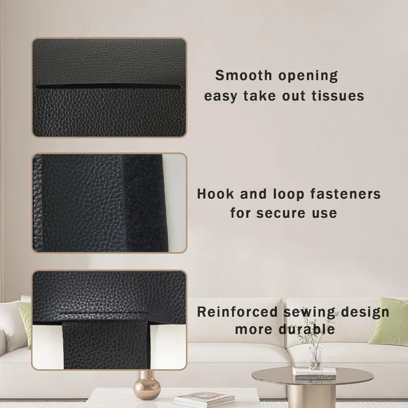 PU Leather Rectangular Tissue Box Holder with Bottom Belt Foldable Plus Size Tissue Box Organizer for Bathroom/Car/Hotel/Office - view 5
