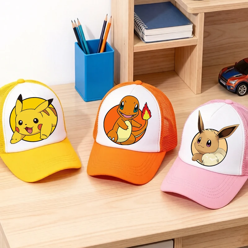 

Pokemons Baseball Cap Cute Boys Girl Anime Game Cartoon Role Kids Adult Casual Peaked Mesh Hat Sports Travel Sunshade Adjustable