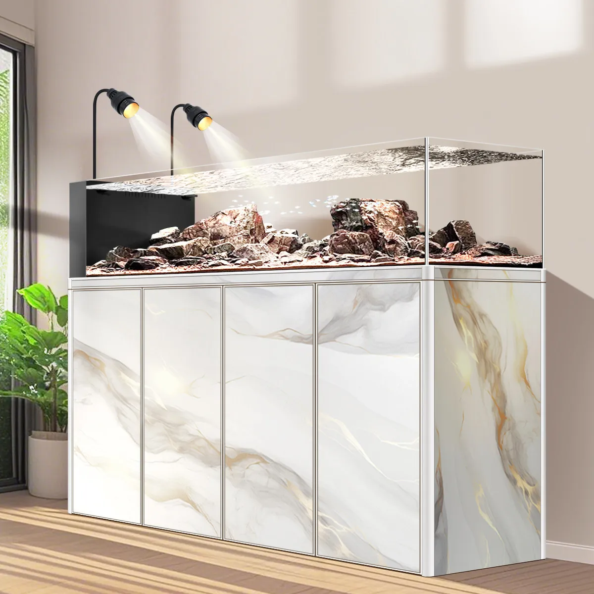 High transparency explosion-proof factory direct supply aquarium fish tank engineering custom integrated belt cabinet