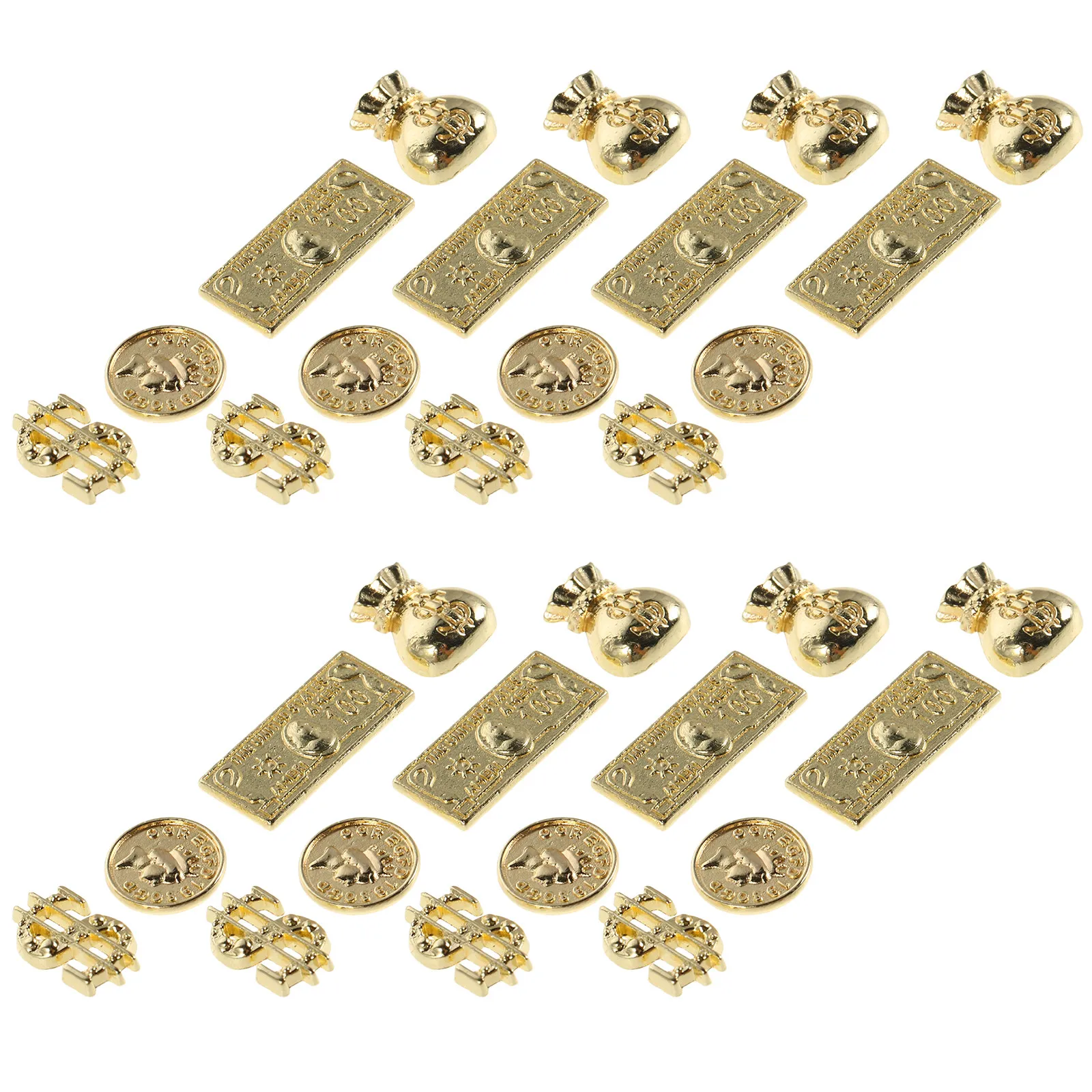

200Pcs Nail Charms Set Assorted Money Bag Dollar Coin Metal Nail Art Accessories DIY Manicure Special Occasion