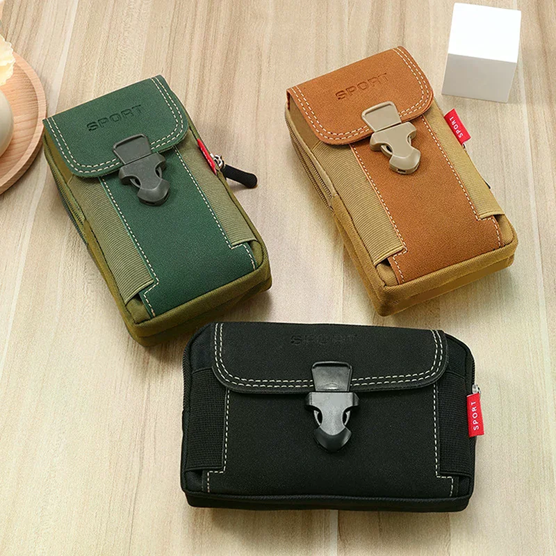 

Outdoor Canvas Waist Pocket Fanny Pack for Men, Mobile Phone Storage Bag Suitable for Business and Camping 1PC