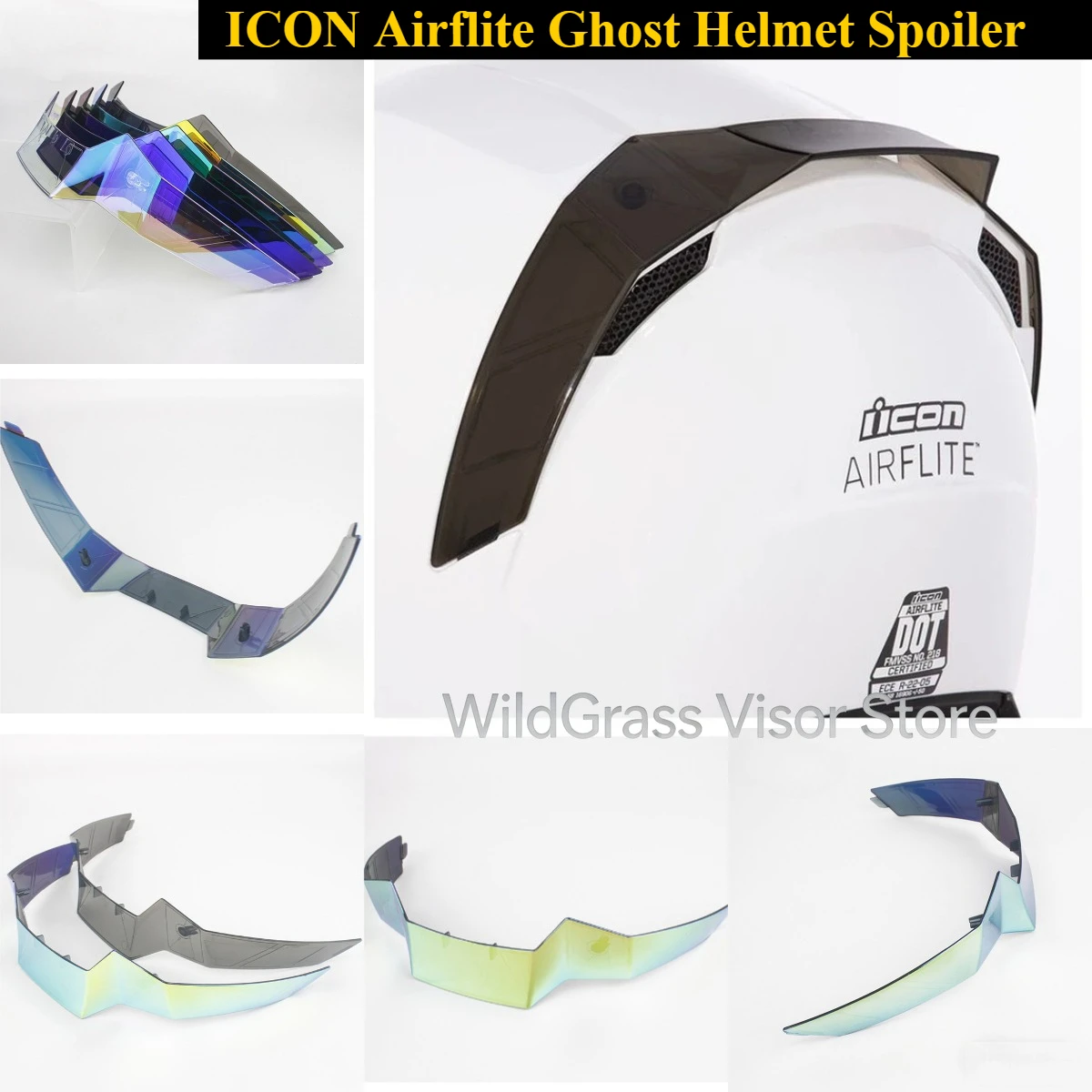 

Icon Airflite Rear Spoiler for Airflite Motorcycle Helmets Lids Air Spoiler Ghost Face Helmet Rear Wing
