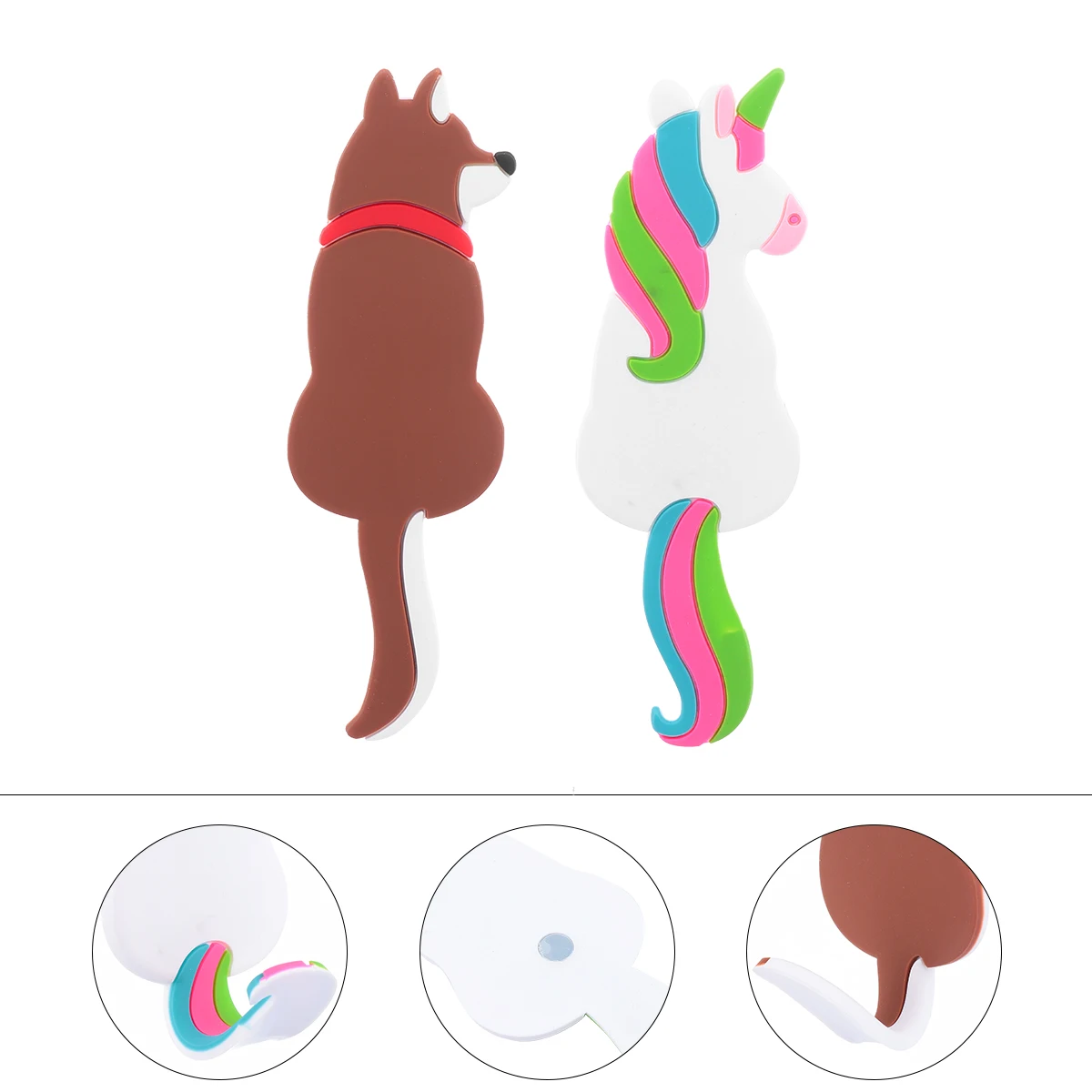 

2pcs Magnetic Hooks Flexible Silicone Cartoon Animal Design Decorative Stickers Home Office Refrigerator Wall Accessories Easy