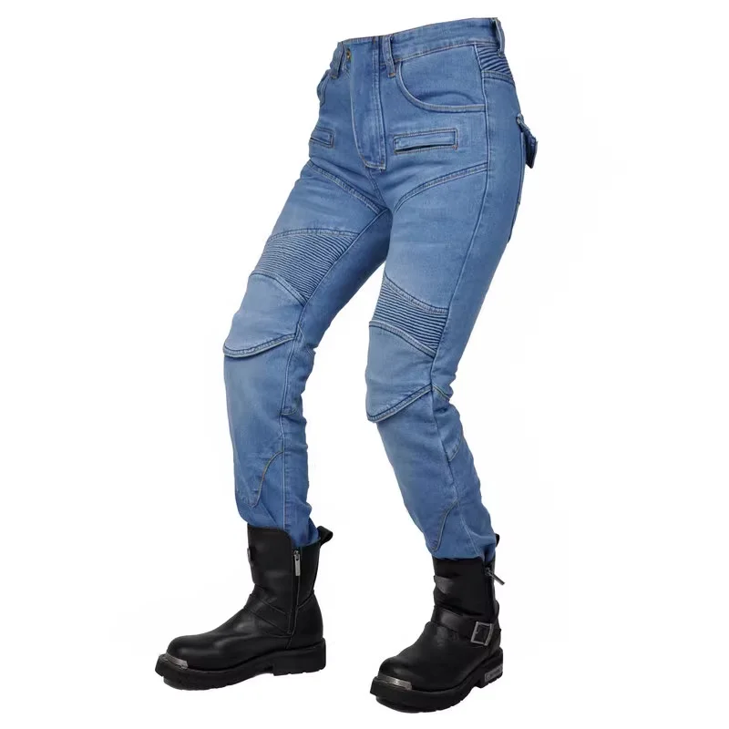 2025 New Women Motorcycle Jeans Upgrade Silicone Protector Detachable Racing Road Rider Four Seasons Casual Fashion Moto Pants