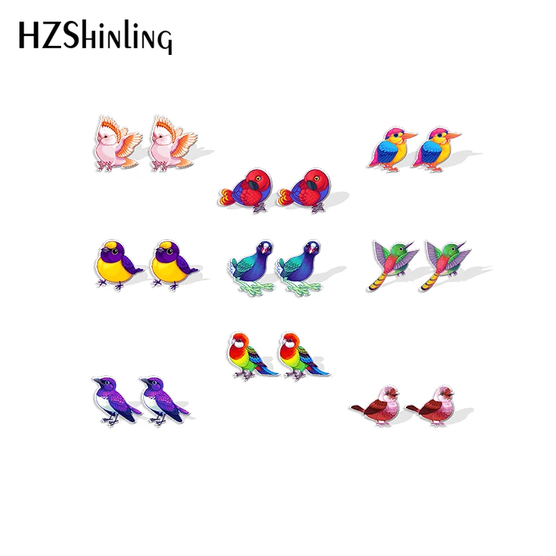 2022 New Pride Birds Stud Earring Major Mitchell's Cockatoo Acrylic Resin Earrings Epoxy Handmade Jewelry Gifts Friends