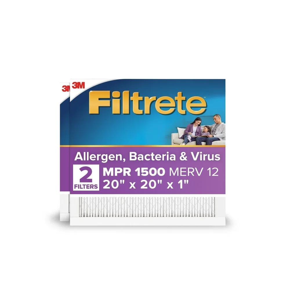 20x20x1 فلتر هواء HVAC MPR 1500 MERV 12 فيروس البكتيريا الحساسية المعتمدة للحساسية ودية 2 حزمة مرشحات مطوية