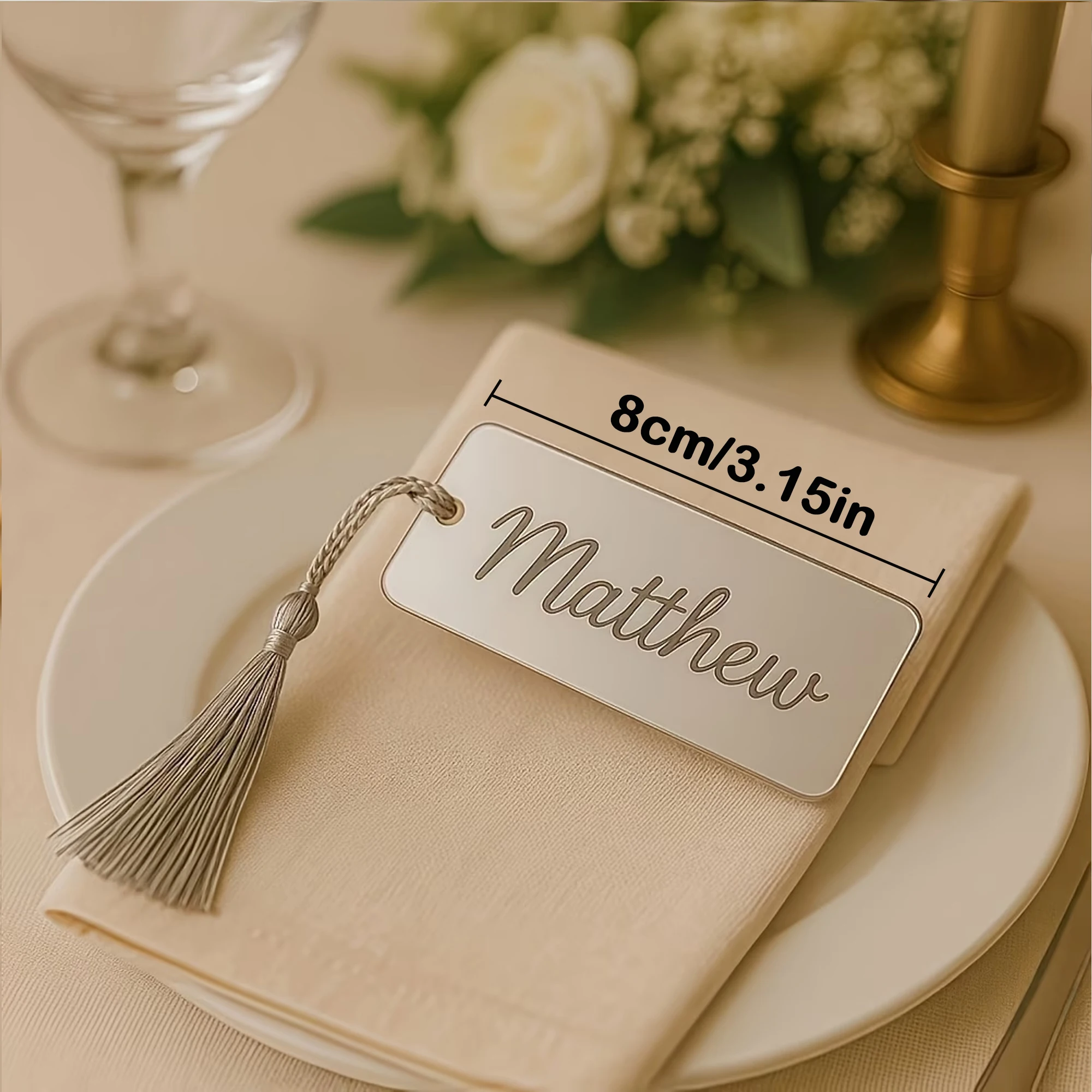 Personalized Gold and Silver Acrylic Party Tags with Tassels