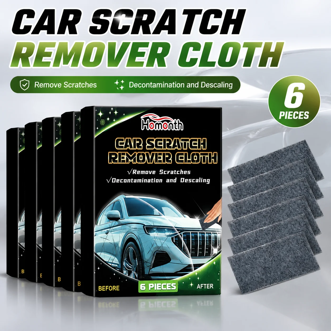6Pcs/Box Car Scratch Remover Cloth Nano Sparkle Cloth Light Scratches Removal Repair Polishing Rag Auto Paint Care