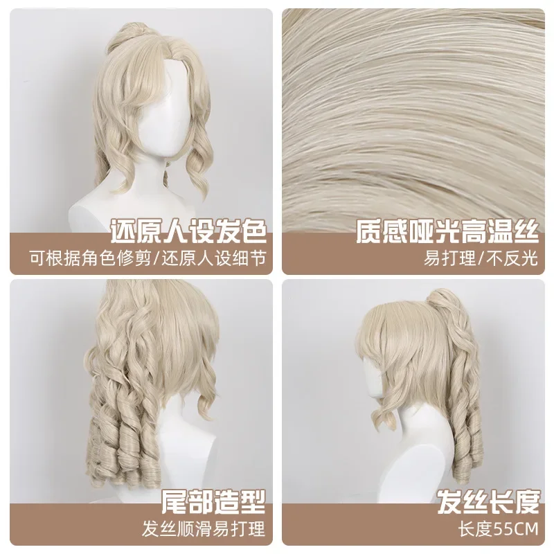 Jogo identidade v jornalista alice dross cosplay peruca memória alice depressão fonte de mal longo encaracolado cabelo loiro platinado