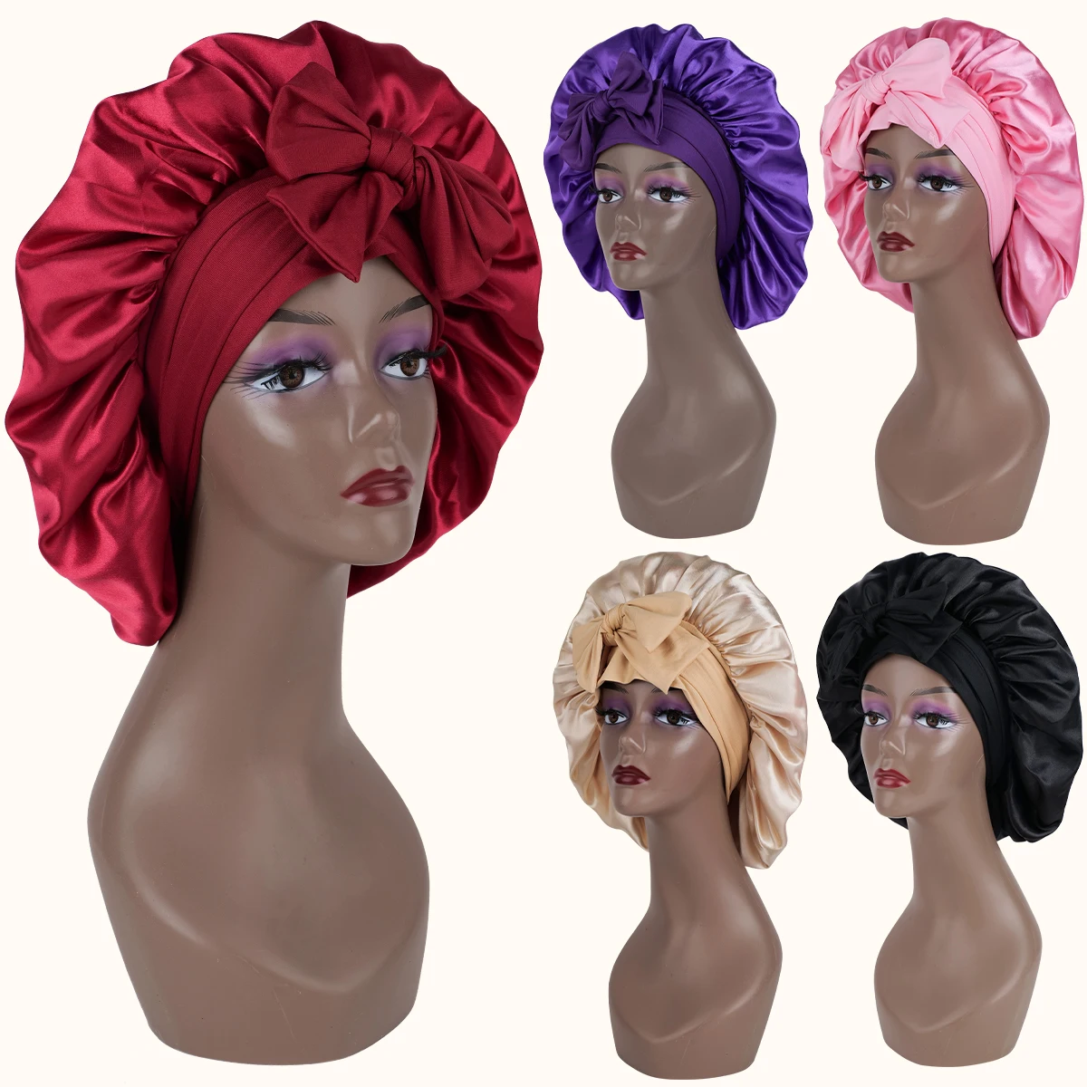 

Breathable Shower Cap for Sleeping Adjustable Strap Hair Protector Natural Hair & Wigs Soft Single-Layer Night Bath Cap 1PC