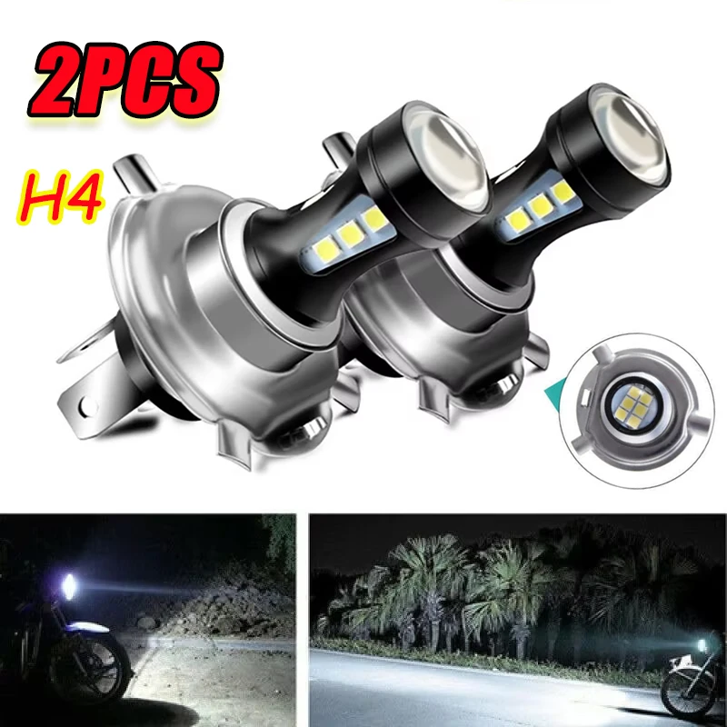 

2PCS Motorbike Universal Super Bright White Lighting Bulb H4 Headlight Fog Lamp LED Retrofit Motorbike Accessories