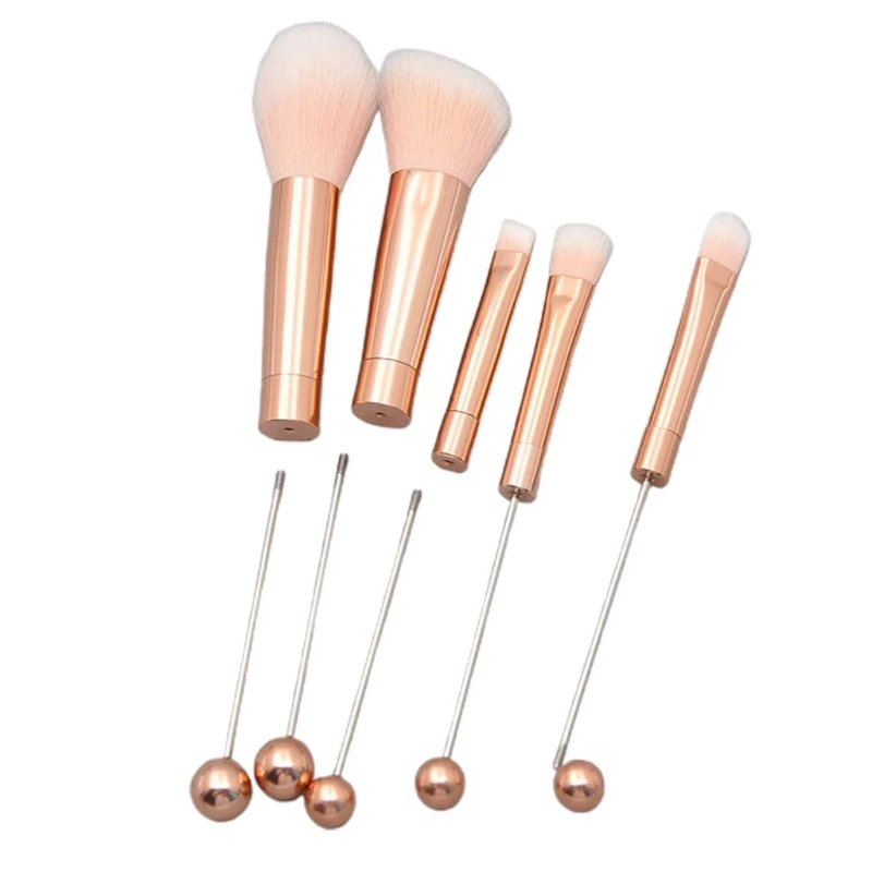 1 oder 5 Teile/Set DIY Perlenpinsel-Set mit Metallgriff, Rougepinsel/loser Puderpinsel/Lidschatten-Augenbrauenpinsel