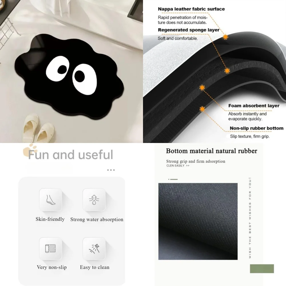 

Super Absorbent Bath Mat with Rubber Non Slip Bottom Soft Quick Dry Bathroom Rugs for Home Hotel Easy to Clean Floor Mat