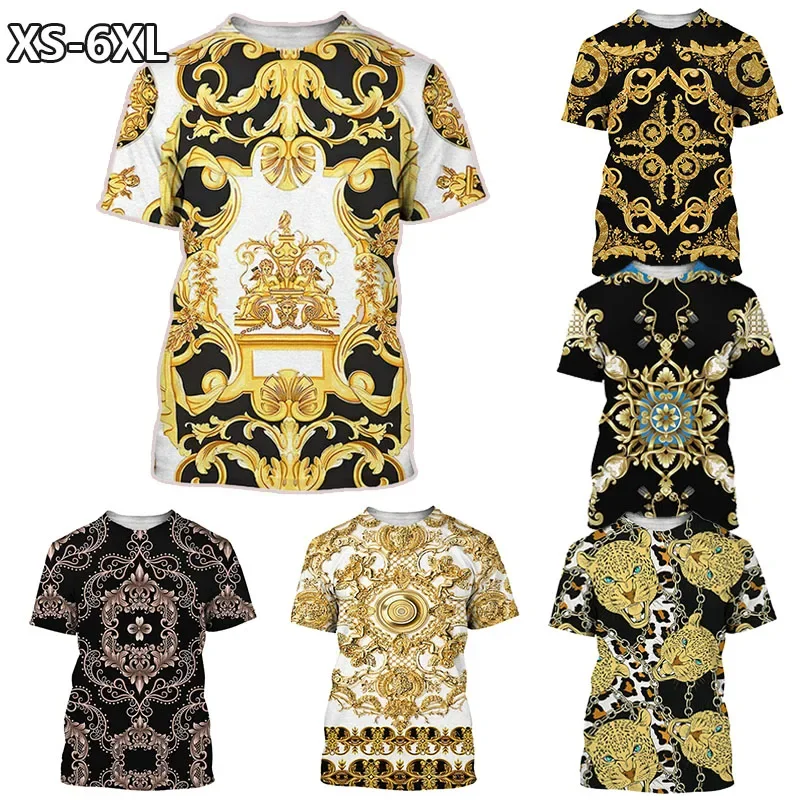 Summer New Men's T-Shirt Luxury Baroque 3D Graph Print Short Sleeve T-shirt Tops Y2k Unisex Retro Casual O-Neck Streetwear Tees