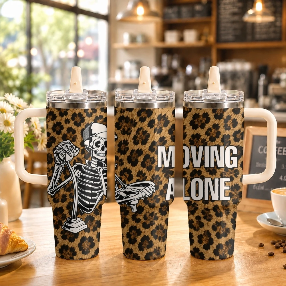 

Skeleton Driver Design Vacuum Flasks 40oz Stainless Steel Tumbler with Handle Straw Lid Vacuum Insulated Double Wall Leak Proof