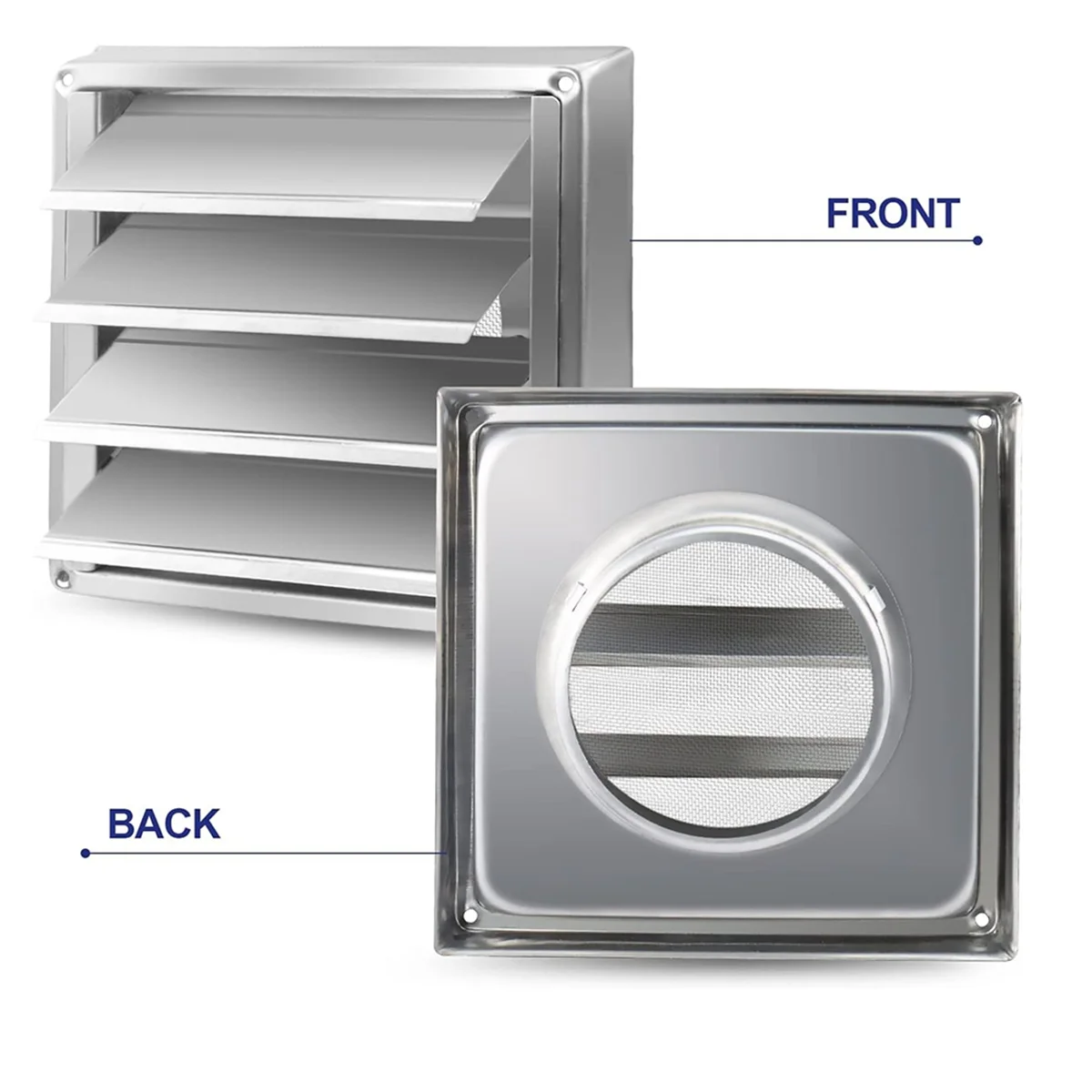 A002 Metal Dryer Vent Cover with Metal Mesh Screen,Outdoor Stainless Steel Louvered Vent Cover for Easy Installation,150mm