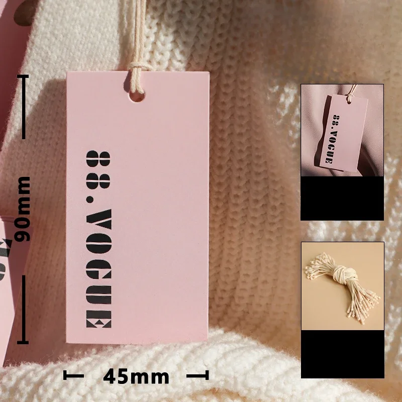 100pcs Thickened Pink Clothing Hangtag Custom Clothes Store Hang Card Customized Women's Clothing Price Tags Customizable Hangin