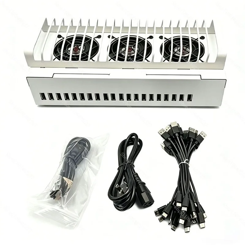20/40/60 Port USB HUB Farm Box, Phone Charging & Screen Cast Hub with 3 Speed Fan