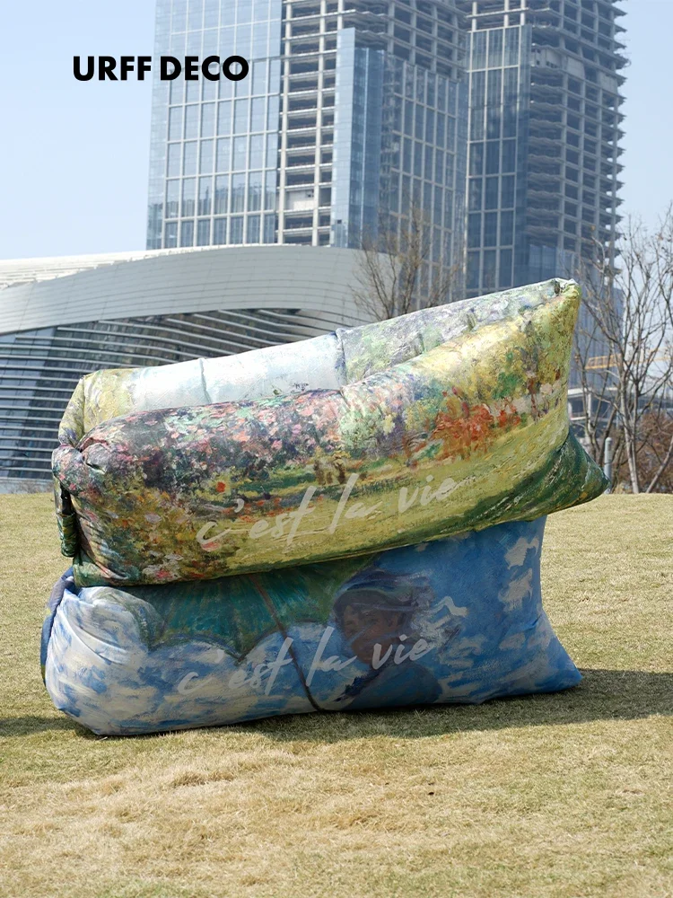 Monet jardim sofá de ar deitado plano deus primavera inflável portátil piquenique acampamento parque