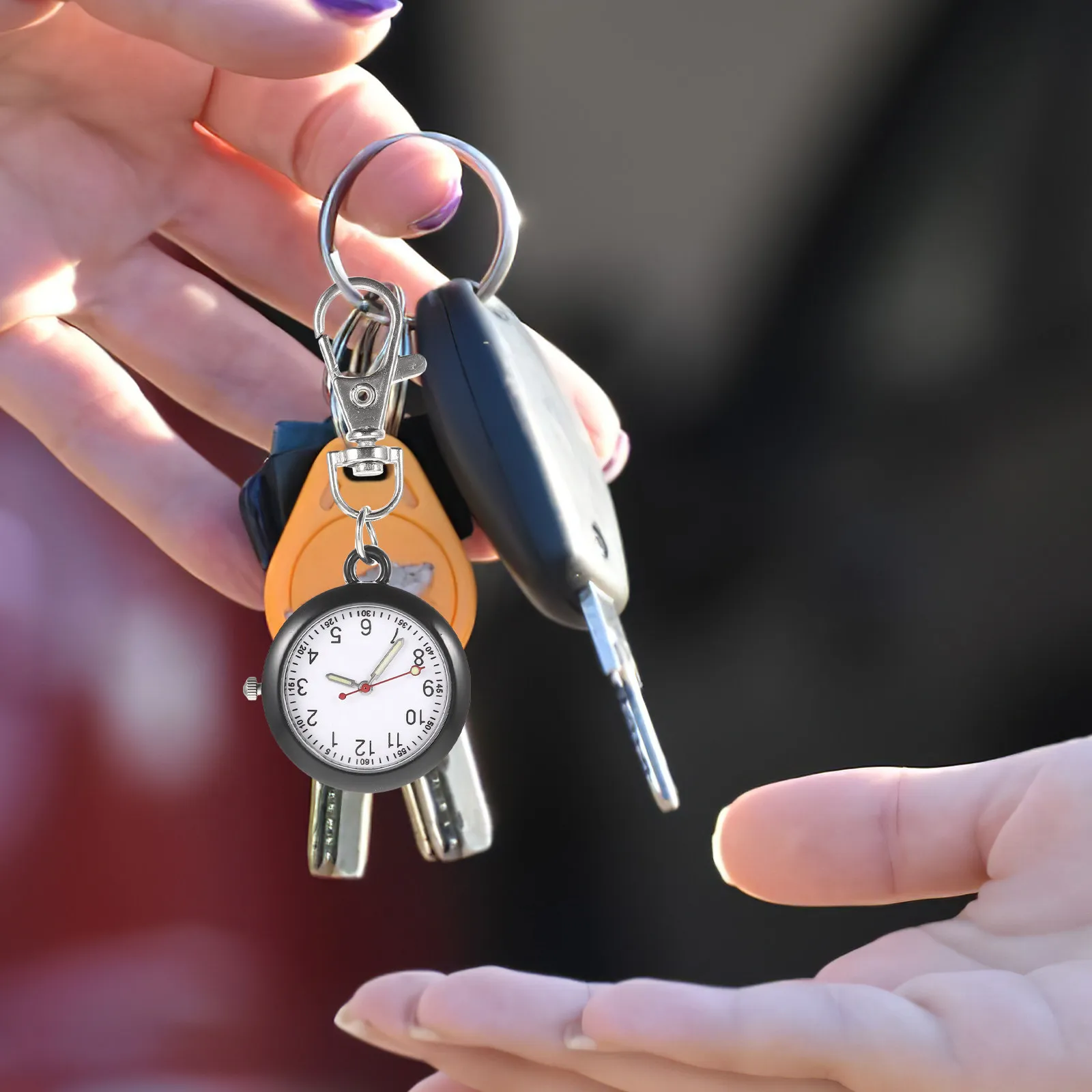 Colorful Hanging Watch Keychain Durable Zinc Alloy Portable Students Timing Watches Pocket Nurse Key Ring fob precise time