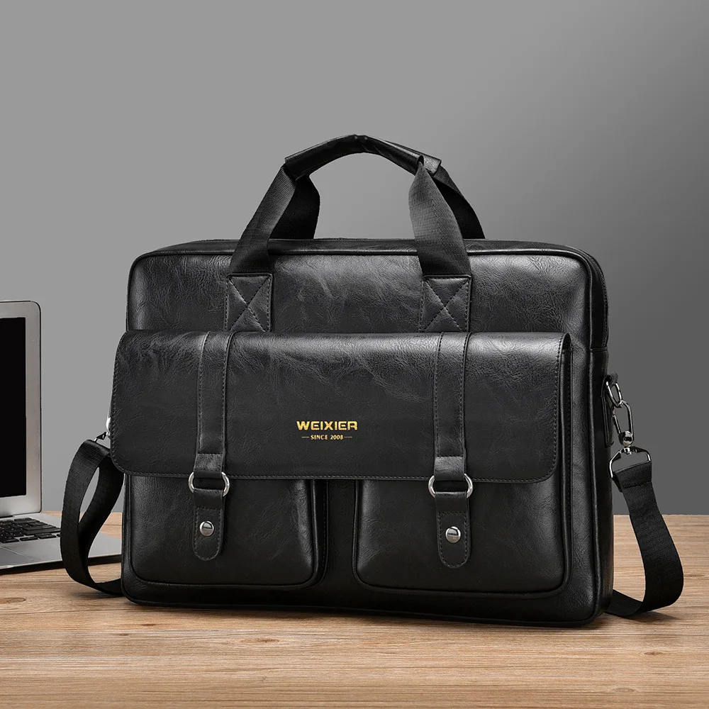 Men's business briefcase, large-capacity high-end laptop bag, single-shoulder crossbody simple hand-held briefcase